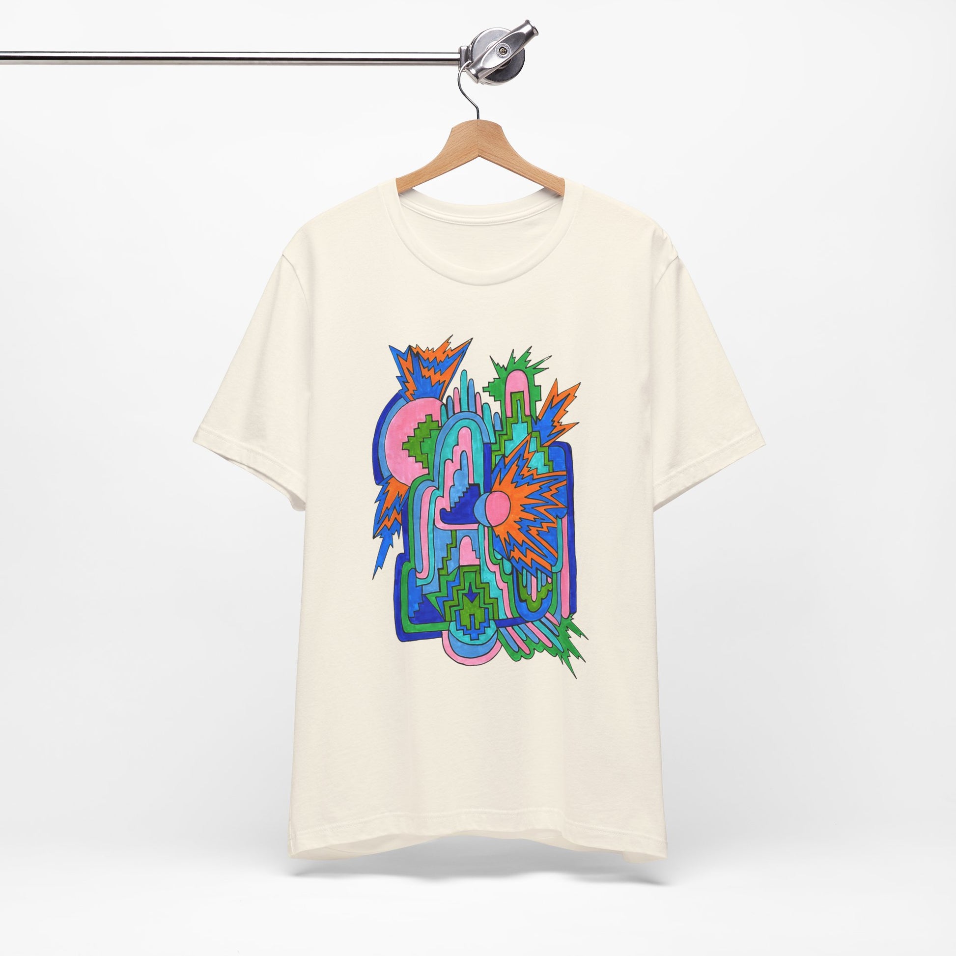 Cosmic Pulse Moon Drop Tee in Natural — Mystic Quarterly unisex t-shirt featuring intuitive lunar art print design